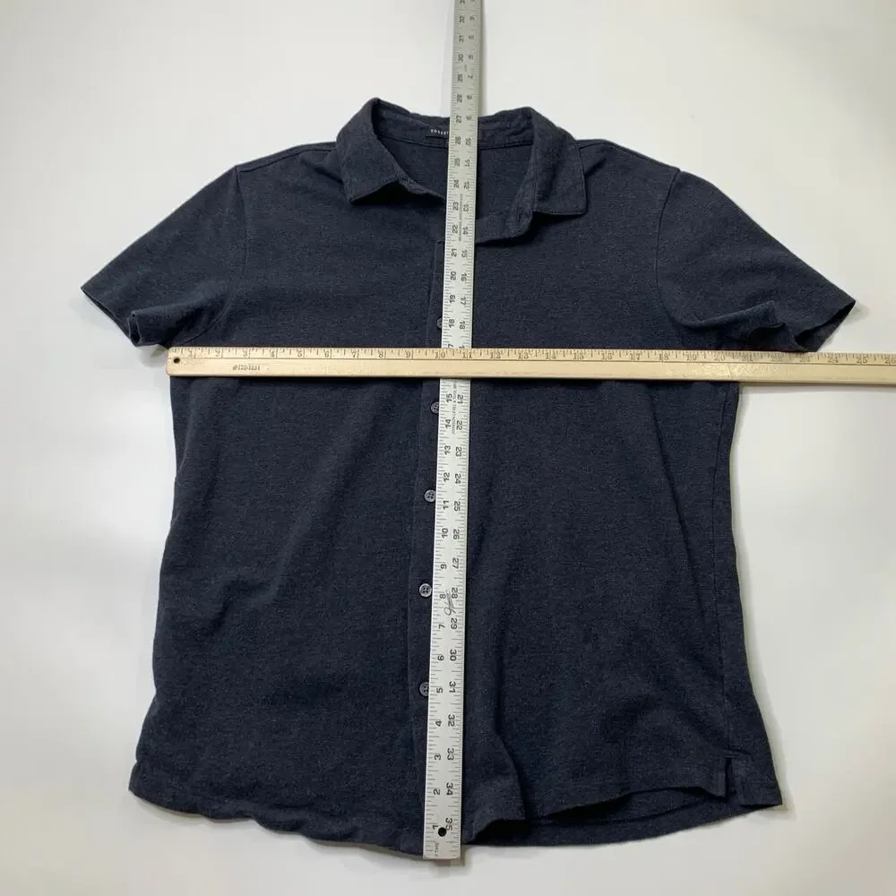 Robert Barakett Shirt Mens M Medium Indigo Brody Short Sleeve Knit Button Up